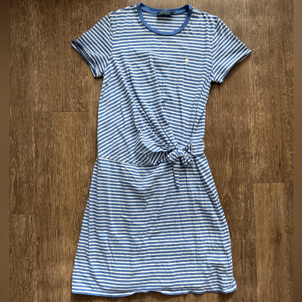 Ralph Lauren Blue and White Striped Midi Dress